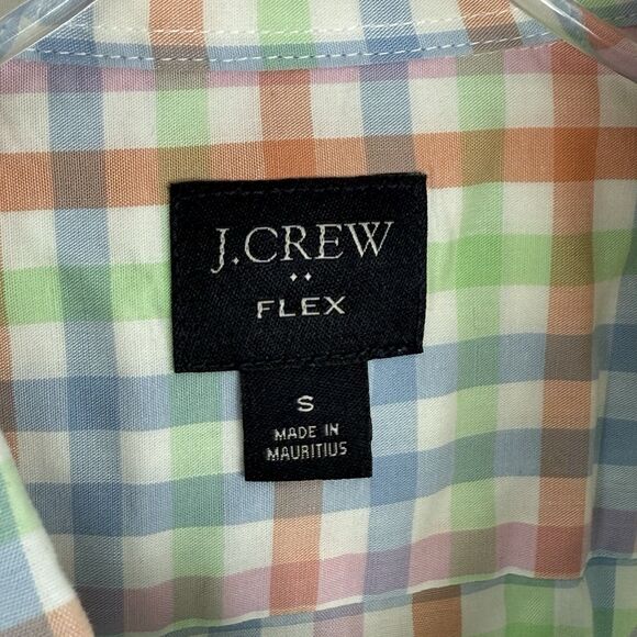 J Crew Flex Shirt Mens Small Check Short Sleeve Slim Button Up - Picture 8 of 15